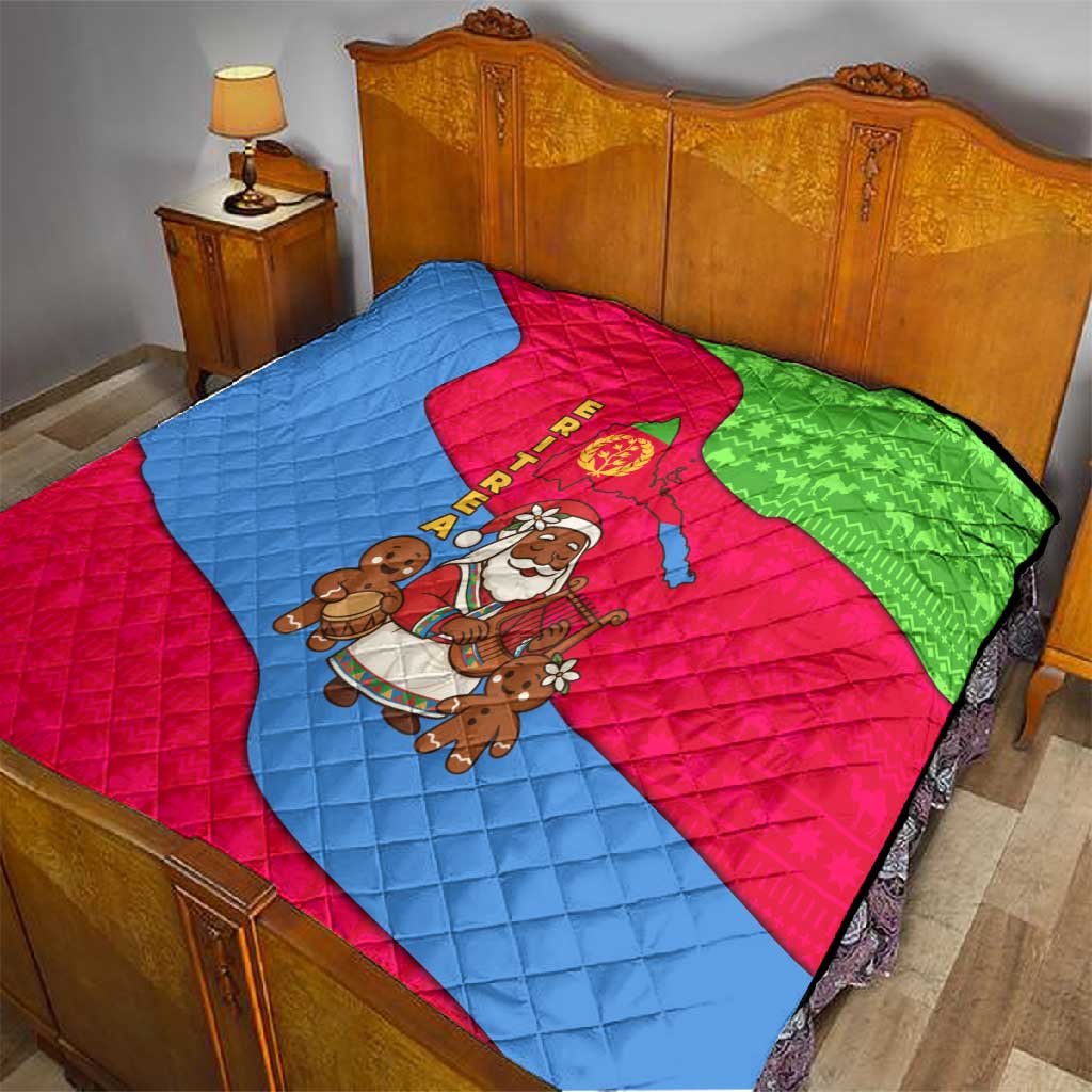 Eritrea Christmas Quilt African Santa Gingerbread Harp National Flag Colors - African Pride