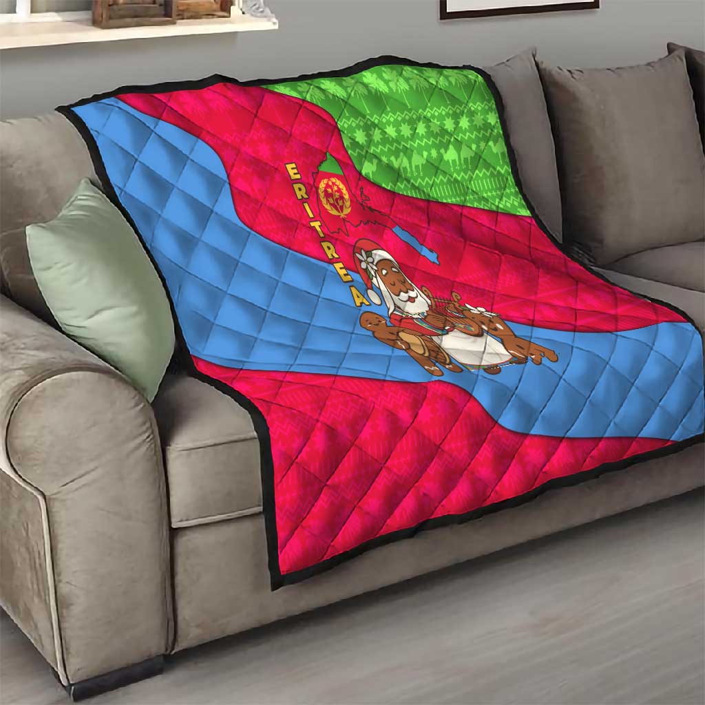 Eritrea Christmas Quilt African Santa Gingerbread Harp National Flag Colors - African Pride