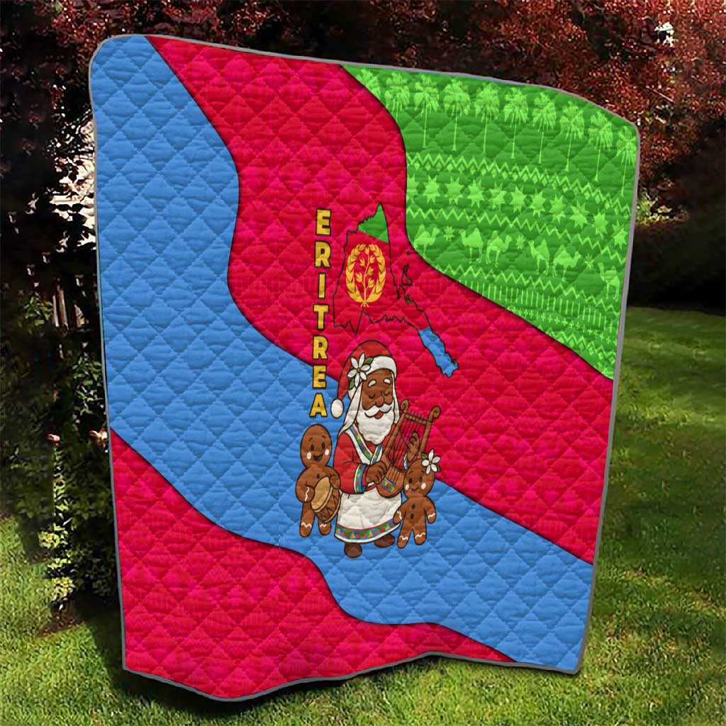 Eritrea Christmas Quilt African Santa Gingerbread Harp National Flag Colors - African Pride