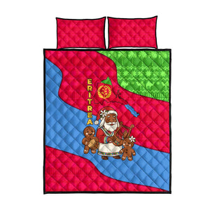 Eritrea Christmas Quilt Bed Set African Santa Gingerbread Harp National Flag Colors - African Pride