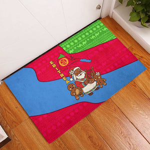 Eritrea Christmas Rubber Doormat African Santa Gingerbread Harp National Flag Colors - African Pride