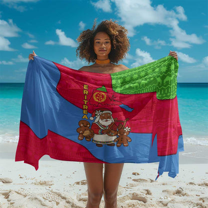 Eritrea Christmas Sarong African Santa Gingerbread Harp National Flag Colors - African Pride