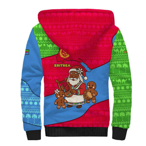 Eritrea Christmas Sherpa Hoodie African Santa Gingerbread Harp National Flag Colors - African Pride