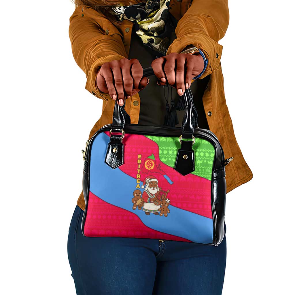Eritrea Christmas Shoulder Handbag African Santa Gingerbread Harp National Flag Colors - African Pride