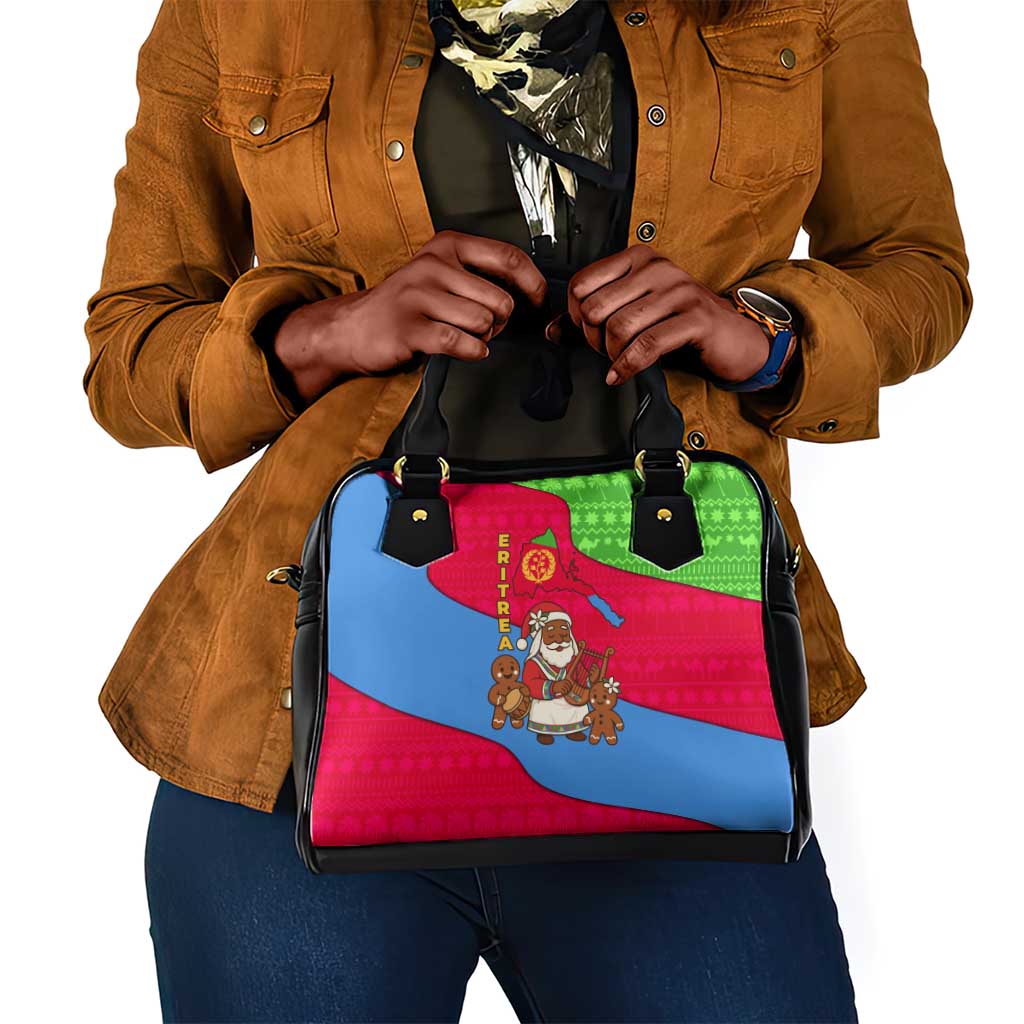 Eritrea Christmas Shoulder Handbag African Santa Gingerbread Harp National Flag Colors - African Pride