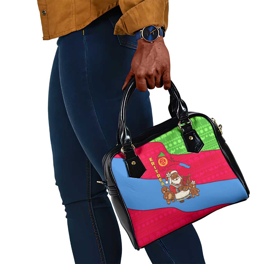 Eritrea Christmas Shoulder Handbag African Santa Gingerbread Harp National Flag Colors - African Pride