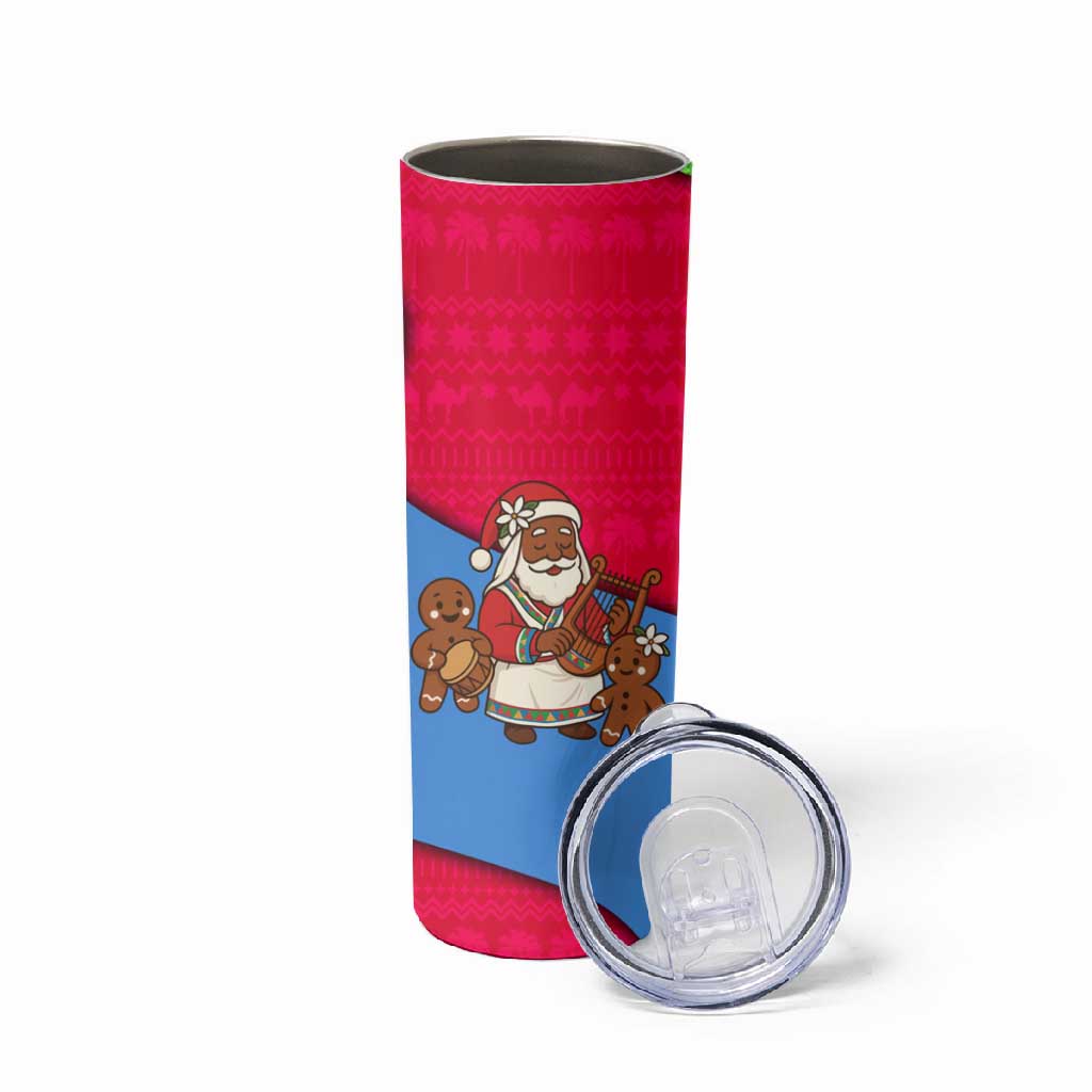 Eritrea Christmas Skinny Tumbler African Santa Gingerbread Harp National Flag Colors - African Pride