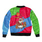 Eritrea Christmas Sleeve Zip Bomber Jacket African Santa Gingerbread Harp National Flag Colors - African Pride