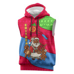 Eritrea Christmas Sleeveless Hoodie African Santa Gingerbread Harp National Flag Colors - African Pride