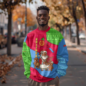 Eritrea Christmas Sweatshirt African Santa Gingerbread Harp National Flag Colors - African Pride