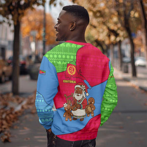 Eritrea Christmas Sweatshirt African Santa Gingerbread Harp National Flag Colors - African Pride