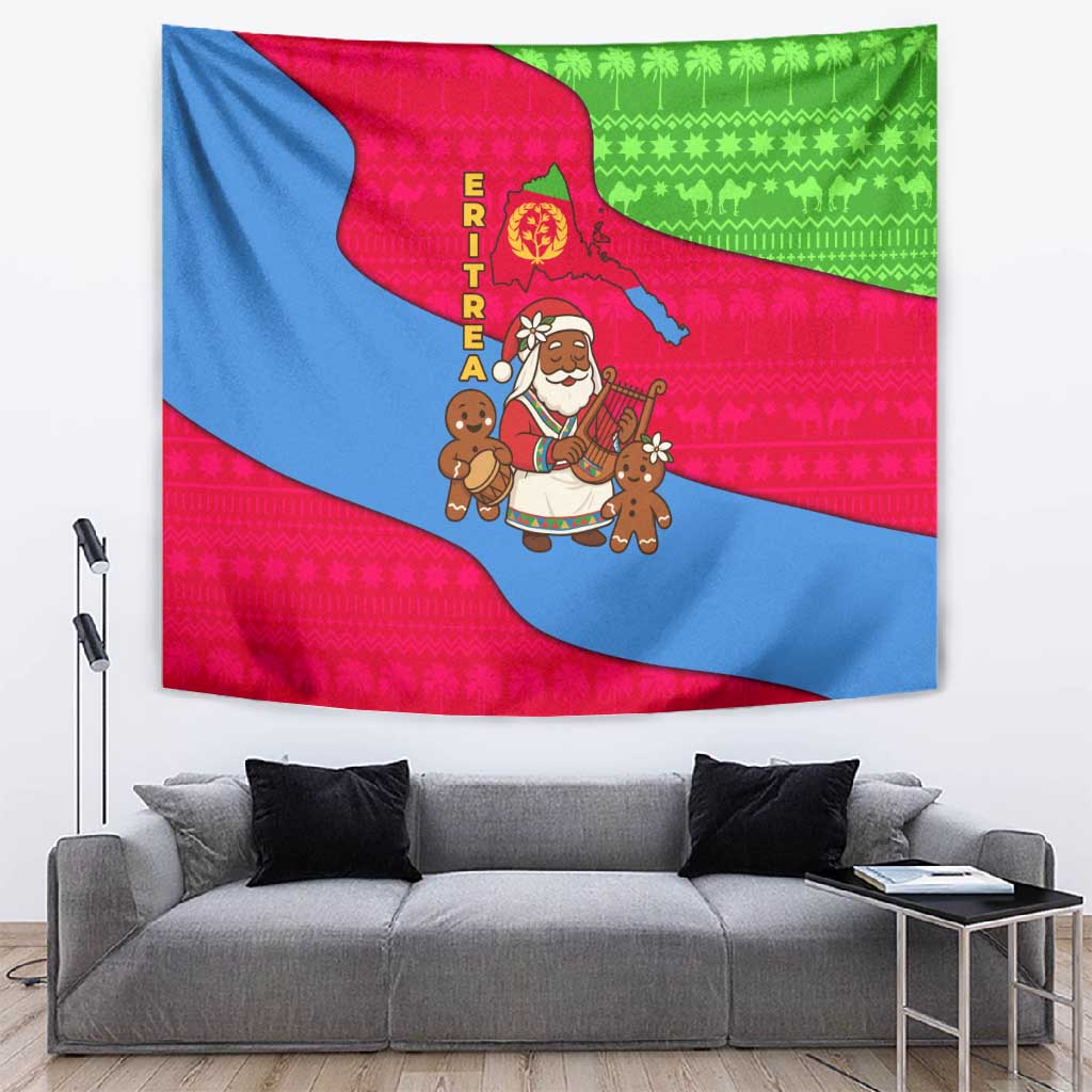 Eritrea Christmas Tapestry African Santa Gingerbread Harp National Flag Colors - African Pride