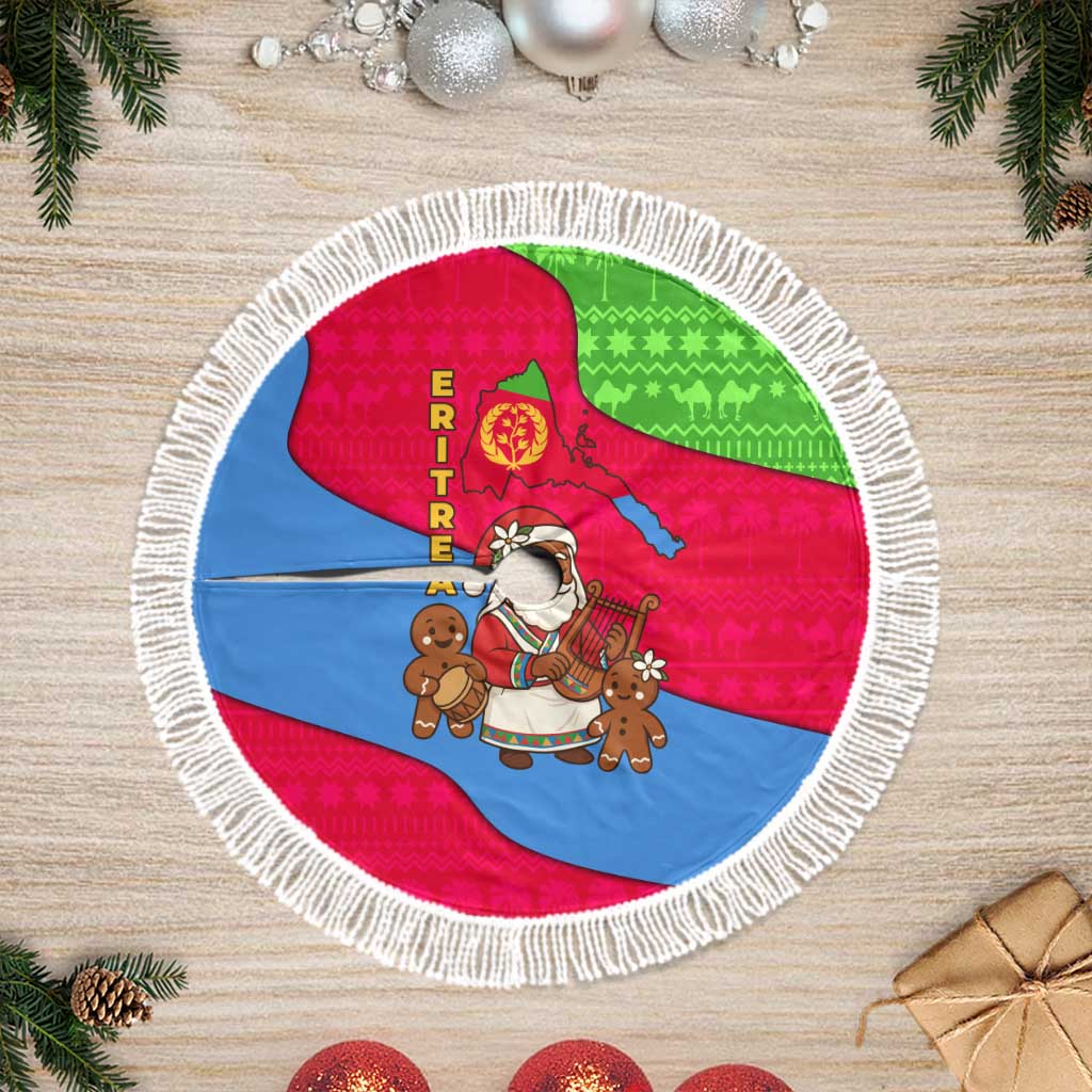 Eritrea Christmas Tree Skirt African Santa Gingerbread Harp National Flag Colors - African Pride