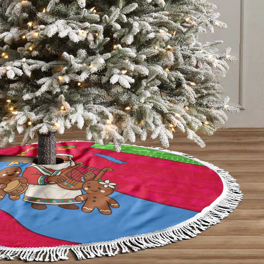 Eritrea Christmas Tree Skirt African Santa Gingerbread Harp National Flag Colors - African Pride