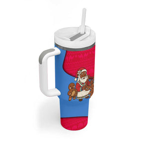 Eritrea Christmas Tumbler With Handle African Santa Gingerbread Harp National Flag Colors - African Pride