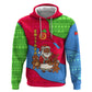 Eritrea Christmas Zip Hoodie African Santa Gingerbread Harp National Flag Colors - African Pride