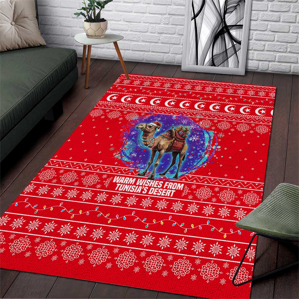 Tunisia Christmas Area Rug Desert Camel Crescent Snowflake Pattern - African Pride