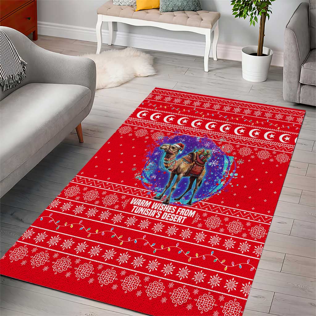 Tunisia Christmas Area Rug Desert Camel Crescent Snowflake Pattern - African Pride