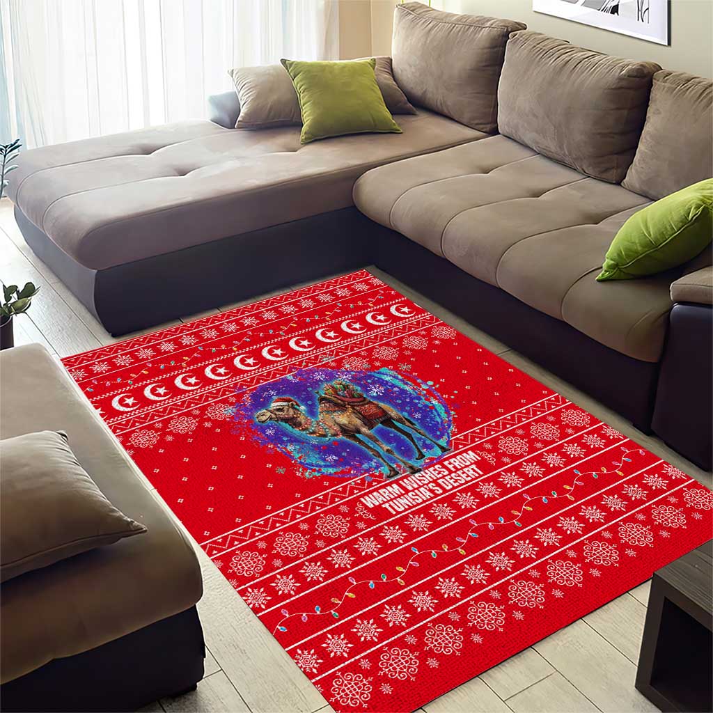 Tunisia Christmas Area Rug Desert Camel Crescent Snowflake Pattern - African Pride