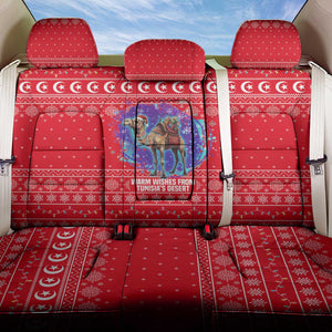 Tunisia Christmas Back Car Seat Cover Desert Camel Crescent Snowflake Pattern - African Pride