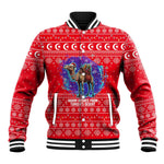 Tunisia Christmas Baseball Jacket Desert Camel Crescent Snowflake Pattern - African Pride