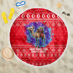 Tunisia Christmas Beach Blanket Desert Camel Crescent Snowflake Pattern - African Pride