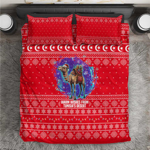 Tunisia Christmas Bedding Set Desert Camel Crescent Snowflake Pattern - African Pride