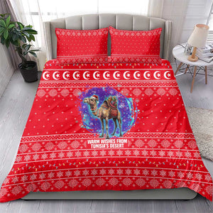Tunisia Christmas Bedding Set Desert Camel Crescent Snowflake Pattern - African Pride