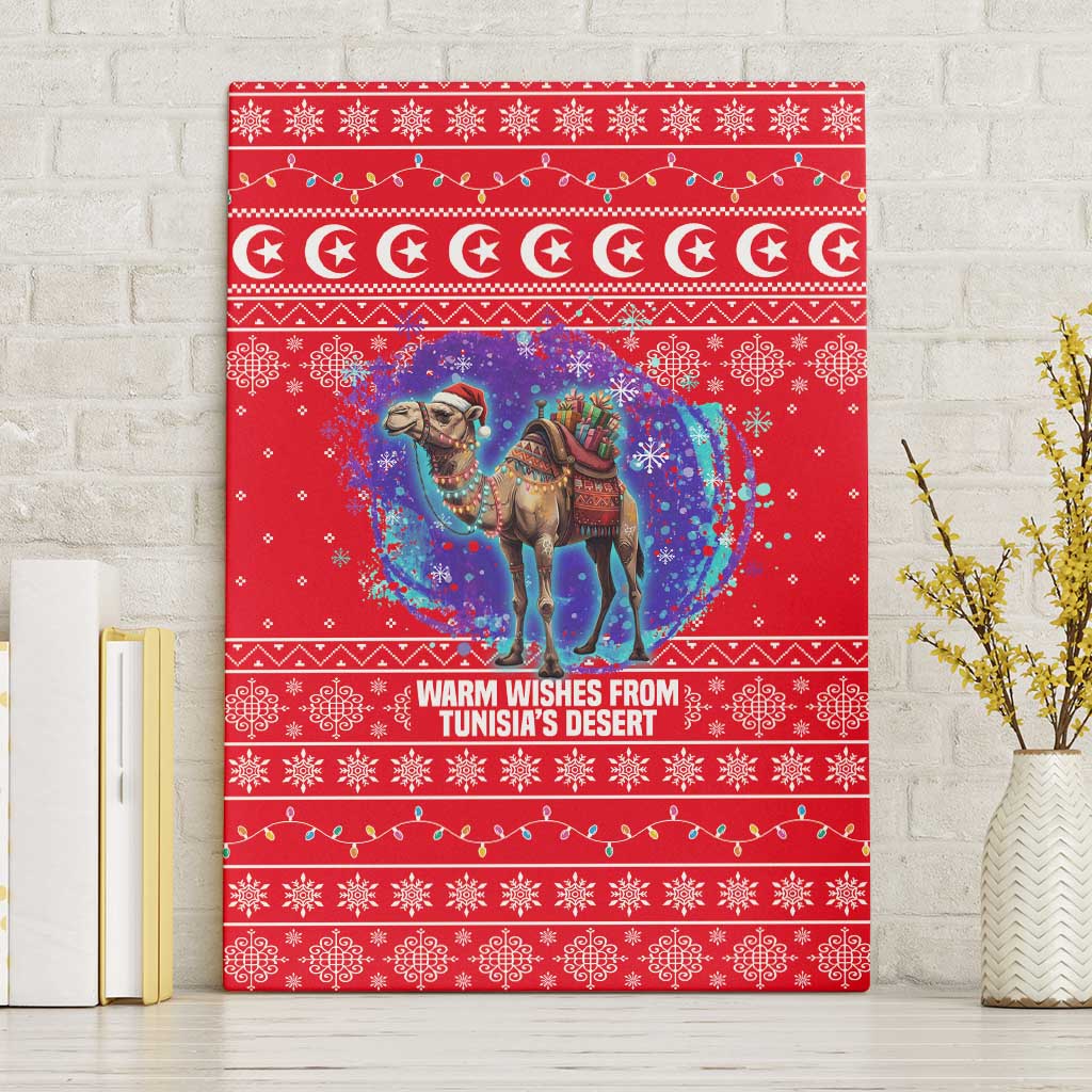 Tunisia Christmas Canvas Wall Art Desert Camel Crescent Snowflake Pattern - African Pride