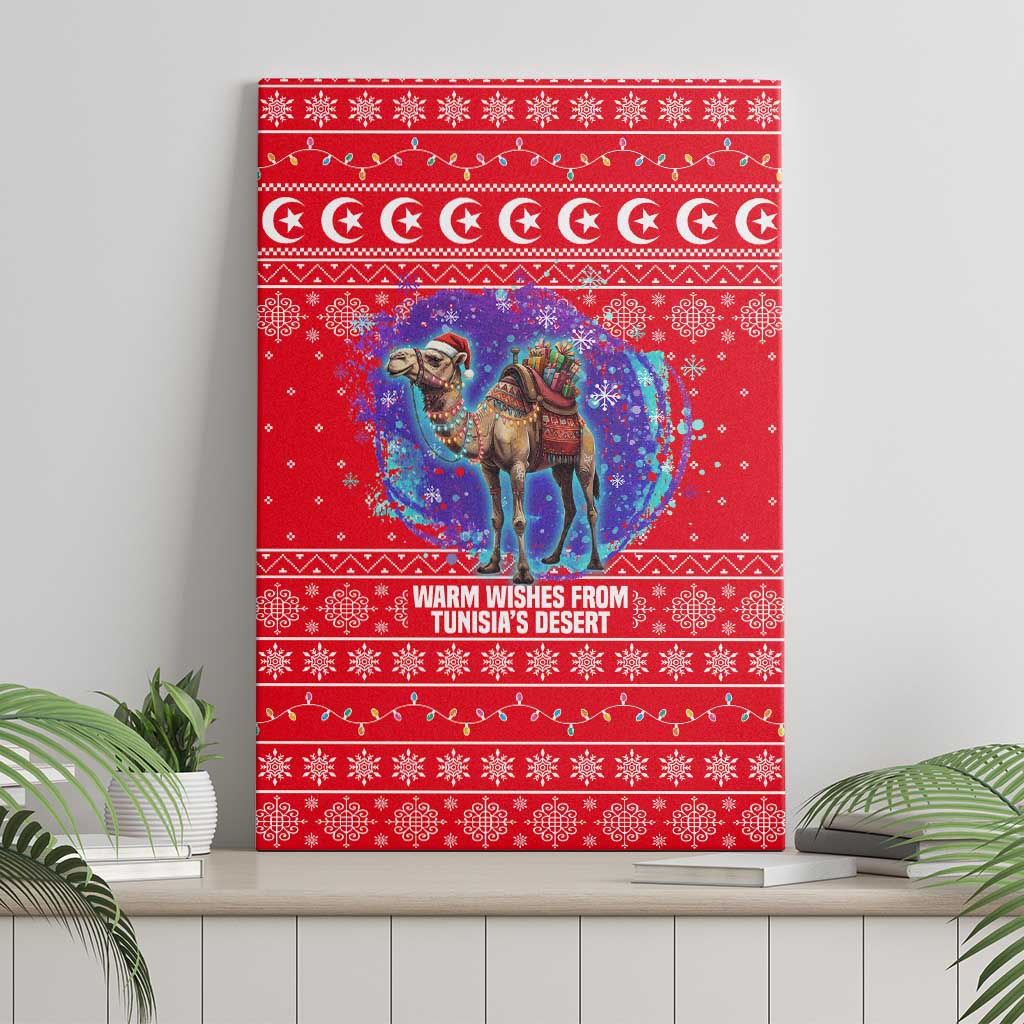 Tunisia Christmas Canvas Wall Art Desert Camel Crescent Snowflake Pattern - African Pride
