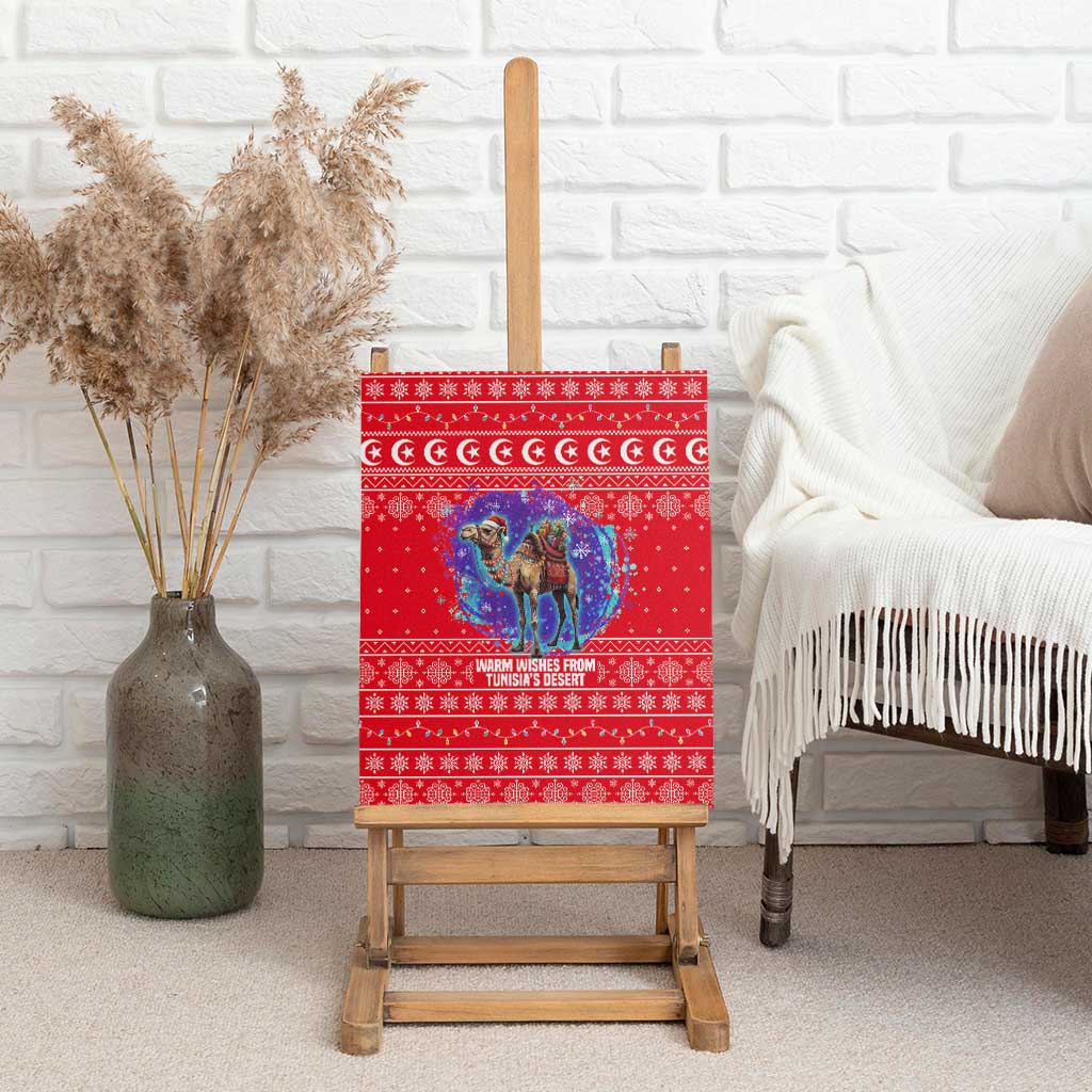 Tunisia Christmas Canvas Wall Art Desert Camel Crescent Snowflake Pattern - African Pride