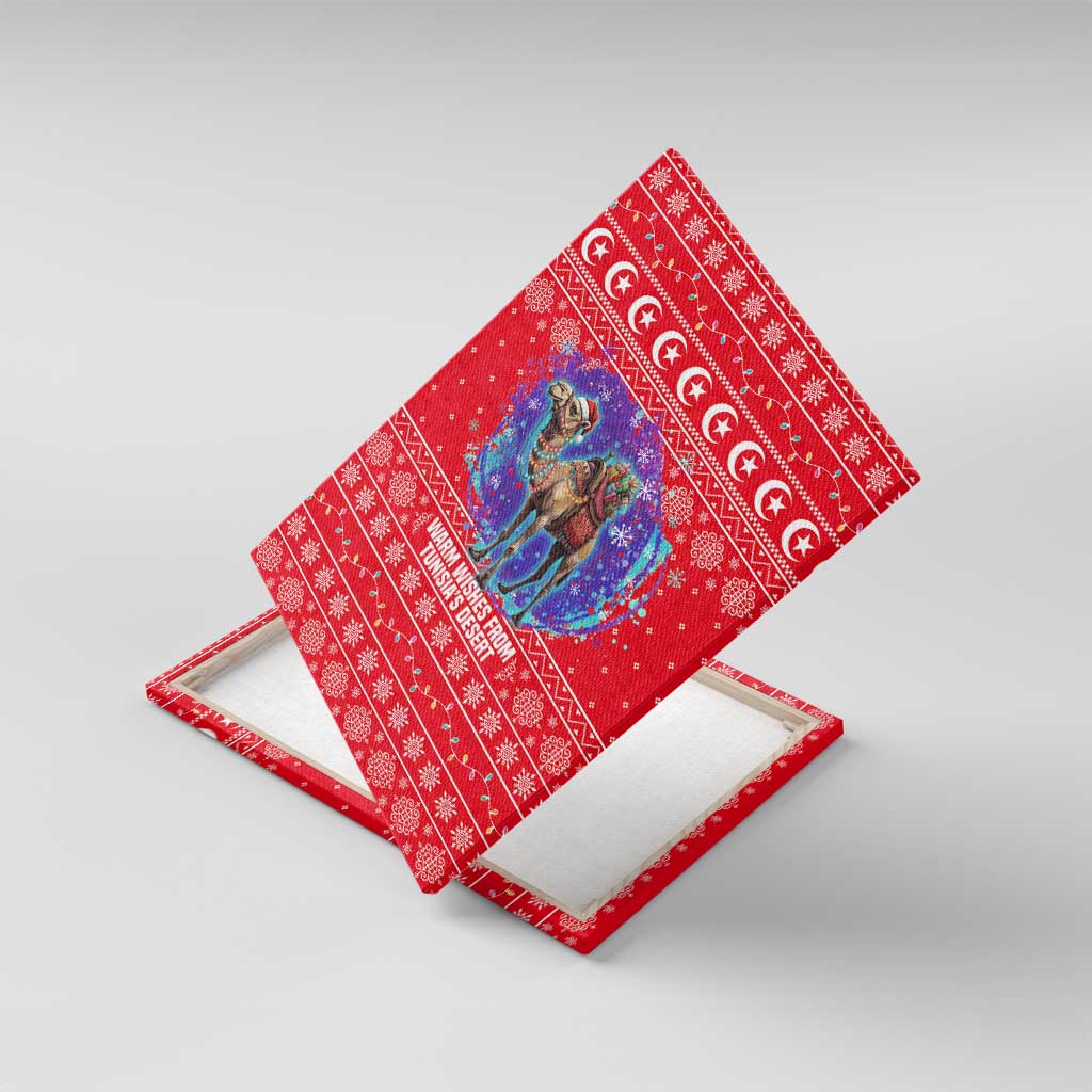 Tunisia Christmas Canvas Wall Art Desert Camel Crescent Snowflake Pattern - African Pride