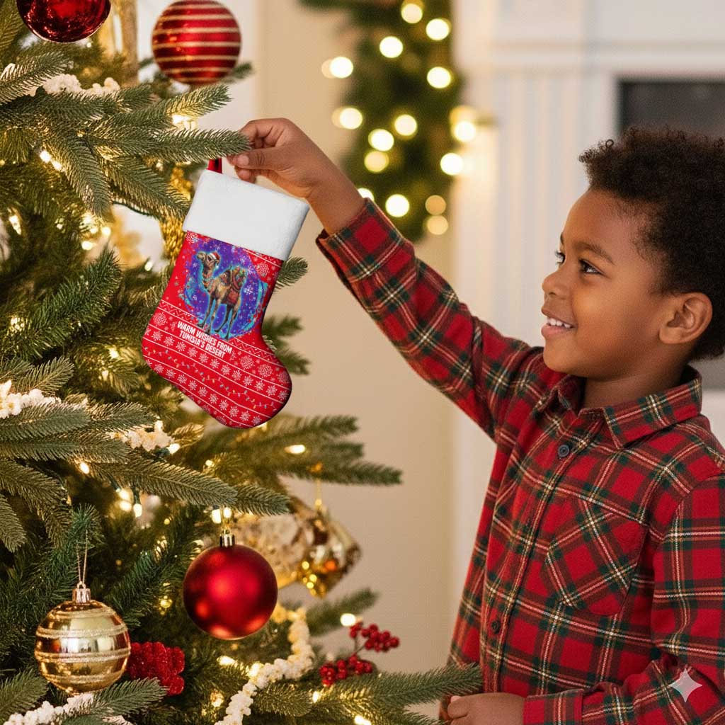 Tunisia Christmas Stocking Desert Camel Crescent Snowflake Pattern - African Pride