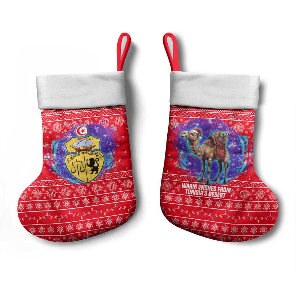 Tunisia Christmas Stocking Desert Camel Crescent Snowflake Pattern - African Pride