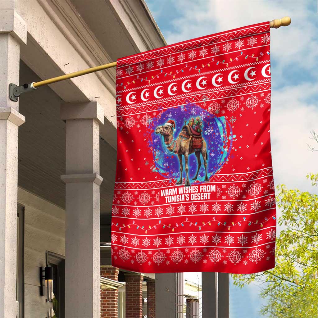 Tunisia Christmas Garden Flag Desert Camel Crescent Snowflake Pattern - African Pride