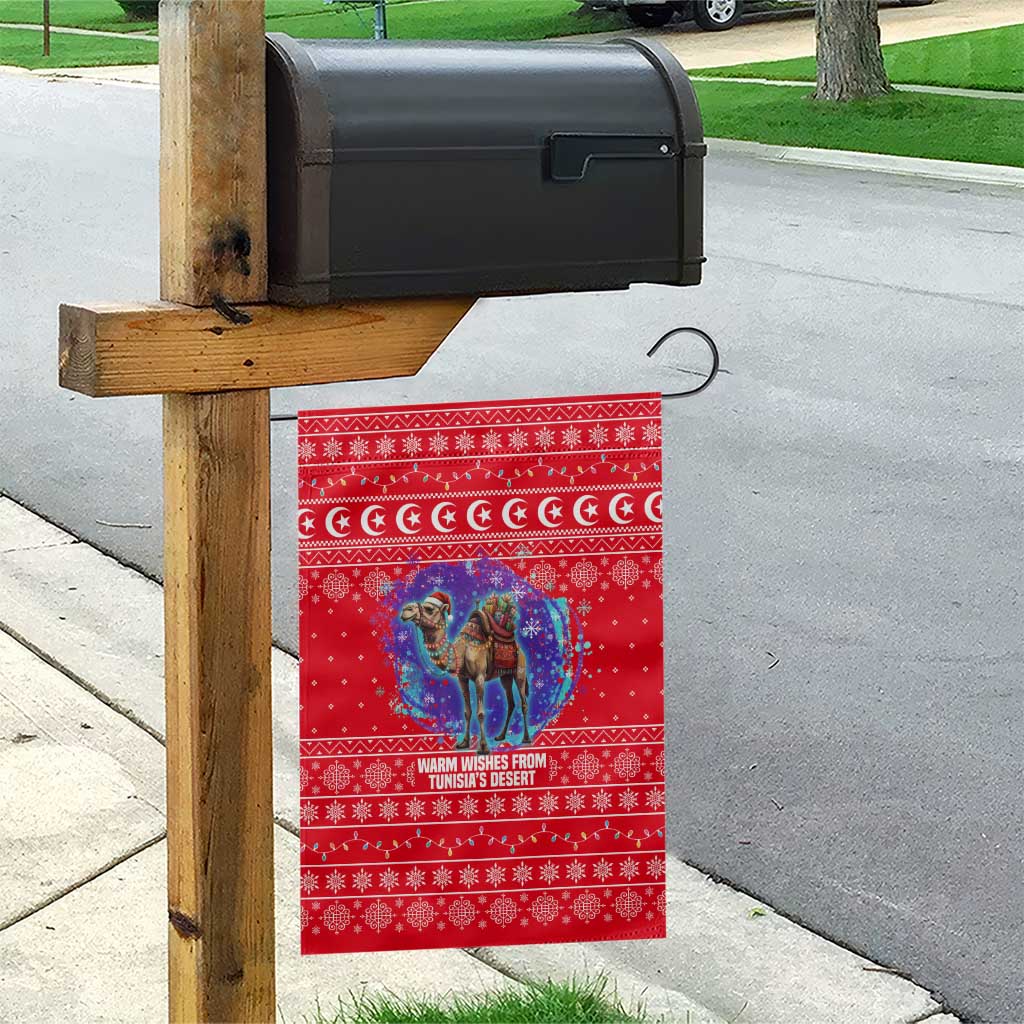Tunisia Christmas Garden Flag Desert Camel Crescent Snowflake Pattern - African Pride