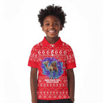 Tunisia Christmas Kid Polo Shirt Desert Camel Crescent Snowflake Pattern - African Pride