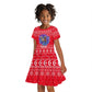 Tunisia Christmas Kid Short Sleeve Dress Desert Camel Crescent Snowflake Pattern - African Pride
