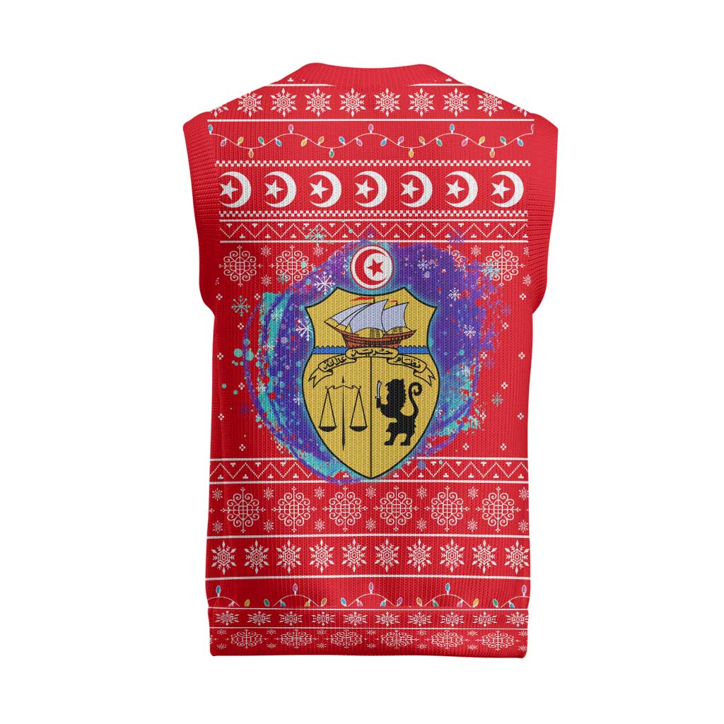 Tunisia Christmas Knitted V-Neck Vest Desert Camel Crescent Snowflake Pattern - African Pride