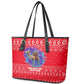 Tunisia Christmas Leather Tote Bag Desert Camel Crescent Snowflake Pattern - African Pride