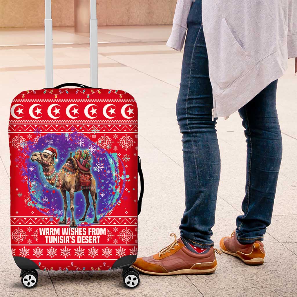 Tunisia Christmas Luggage Cover Desert Camel Crescent Snowflake Pattern - African Pride