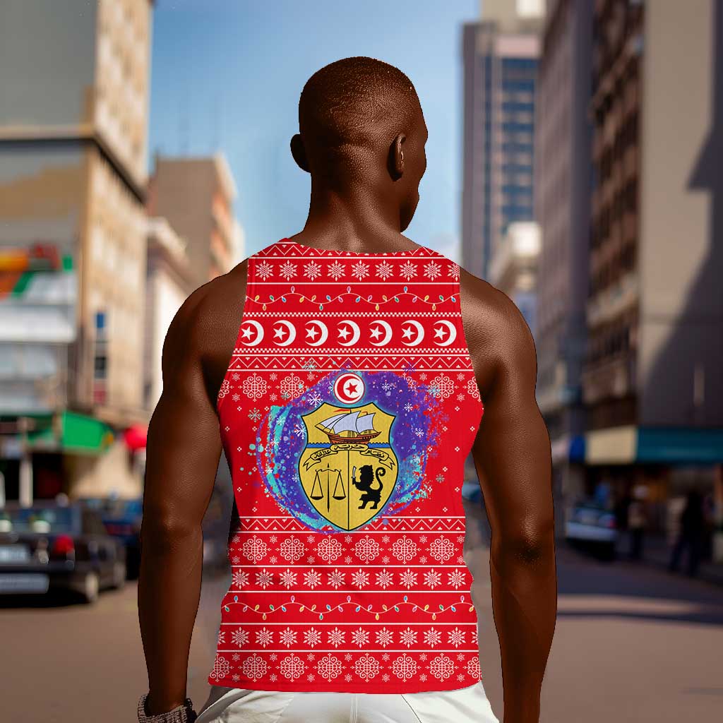 Tunisia Christmas Men Tank Top Desert Camel Crescent Snowflake Pattern - African Pride