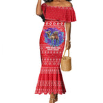 Tunisia Christmas Mermaid Dress Desert Camel Crescent Snowflake Pattern - African Pride
