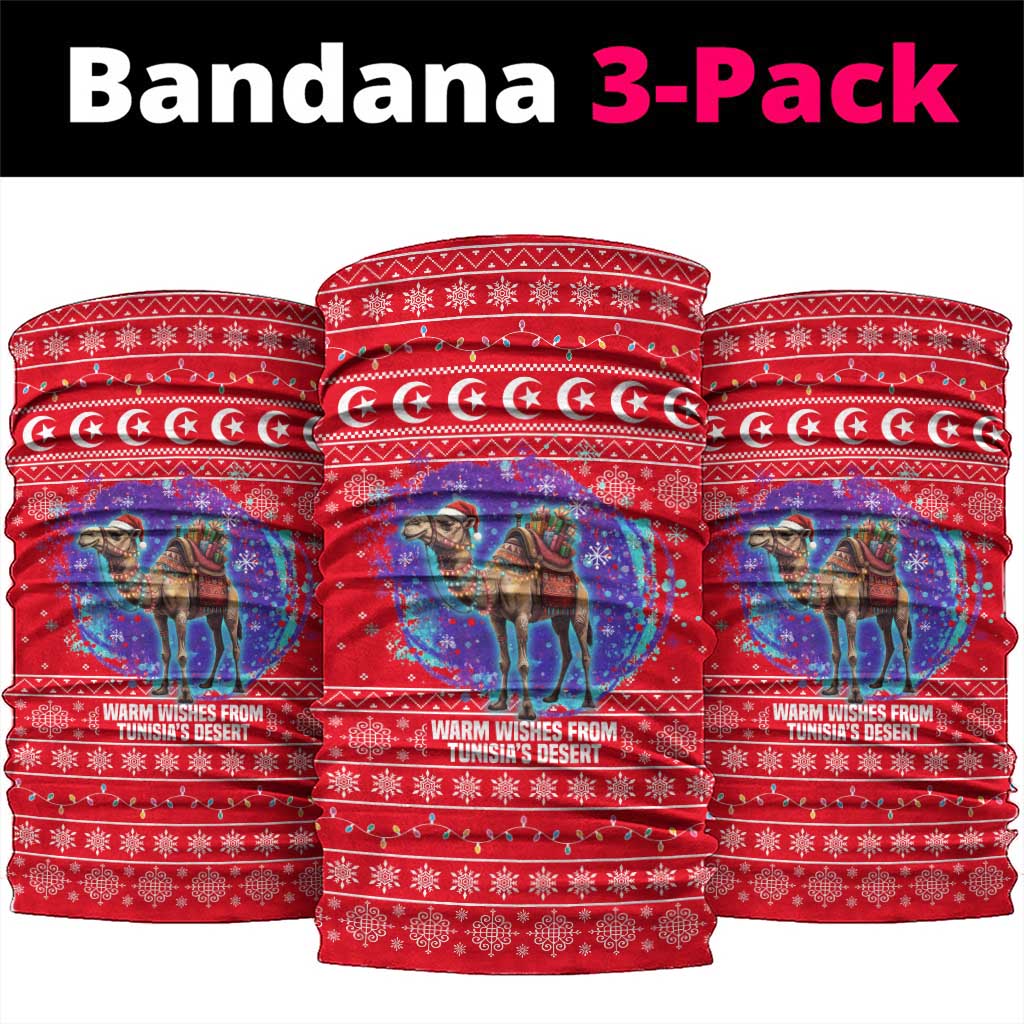 Tunisia Christmas Neck Gaiter Desert Camel Crescent Snowflake Pattern - African Pride