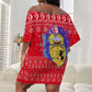 Tunisia Christmas Off Shoulder Short Dress Desert Camel Crescent Snowflake Pattern - African Pride