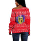 Tunisia Christmas Off Shoulder Sweater Desert Camel Crescent Snowflake Pattern - African Pride