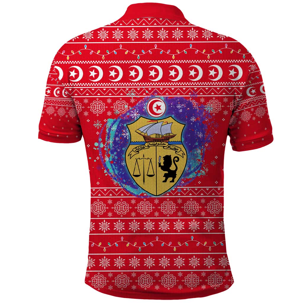 Tunisia Christmas Polo Shirt Desert Camel Crescent Snowflake Pattern - African Pride