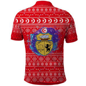 Tunisia Christmas Polo Shirt Desert Camel Crescent Snowflake Pattern - African Pride