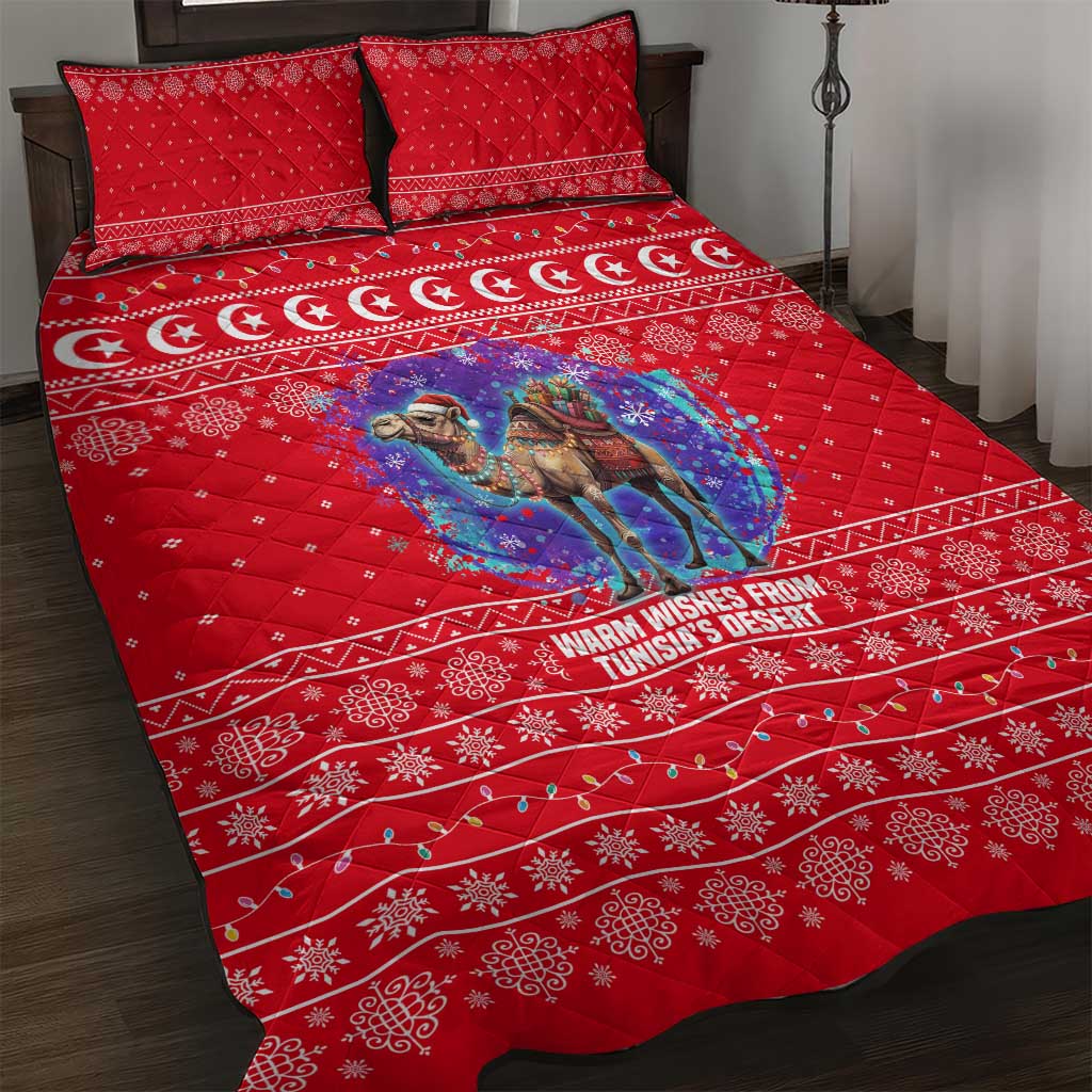 Tunisia Christmas Quilt Bed Set Desert Camel Crescent Snowflake Pattern - African Pride