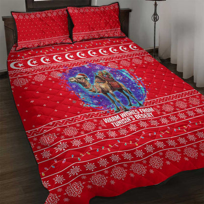 Tunisia Christmas Quilt Bed Set Desert Camel Crescent Snowflake Pattern - African Pride